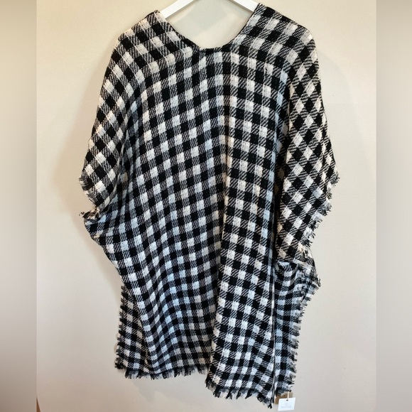 Styline Reversible Kimono Sweater Black White Checkered One Size - Picture 6 of 6